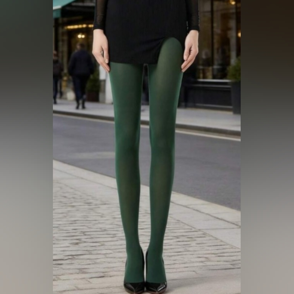 Dark Green Tights • Hoisery • Stockings • Pantyhose / ONE SIZE (Fits S, M & L)